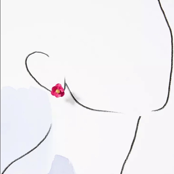 🆕WT! Anthropologie 18k Gold Post, Pink Petal Earrings - Picture 5 of 8